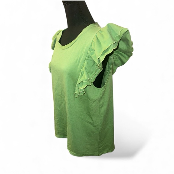 Umgee Apple Green Double Layered Ruffle Sleeve Top - Picture 4 of 5
